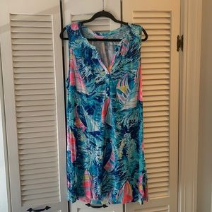 LILLY PULITZER BEACH DRESS SAILBOATS XL